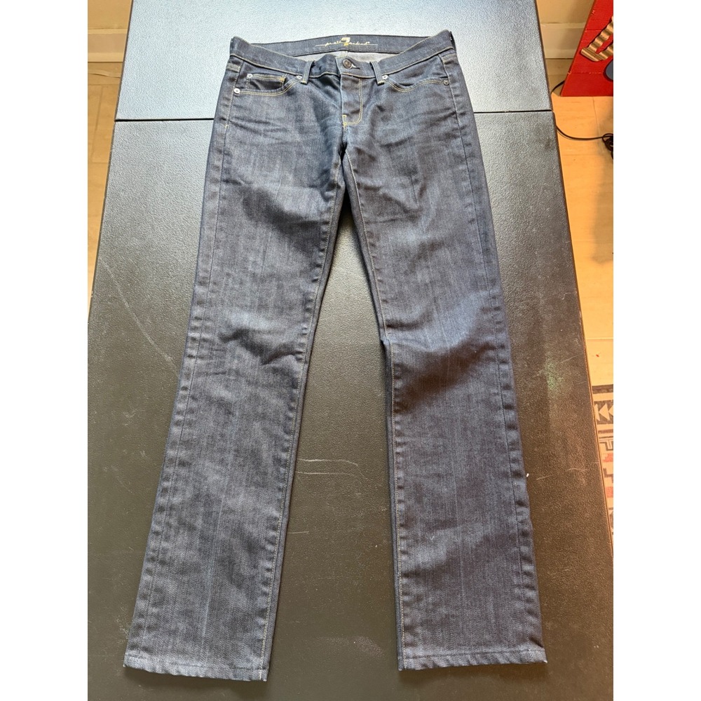 Y2K 7 For All Mankind Roxanne Slim Straight Jeans Dark Wash Lightning Bolt Sz 28